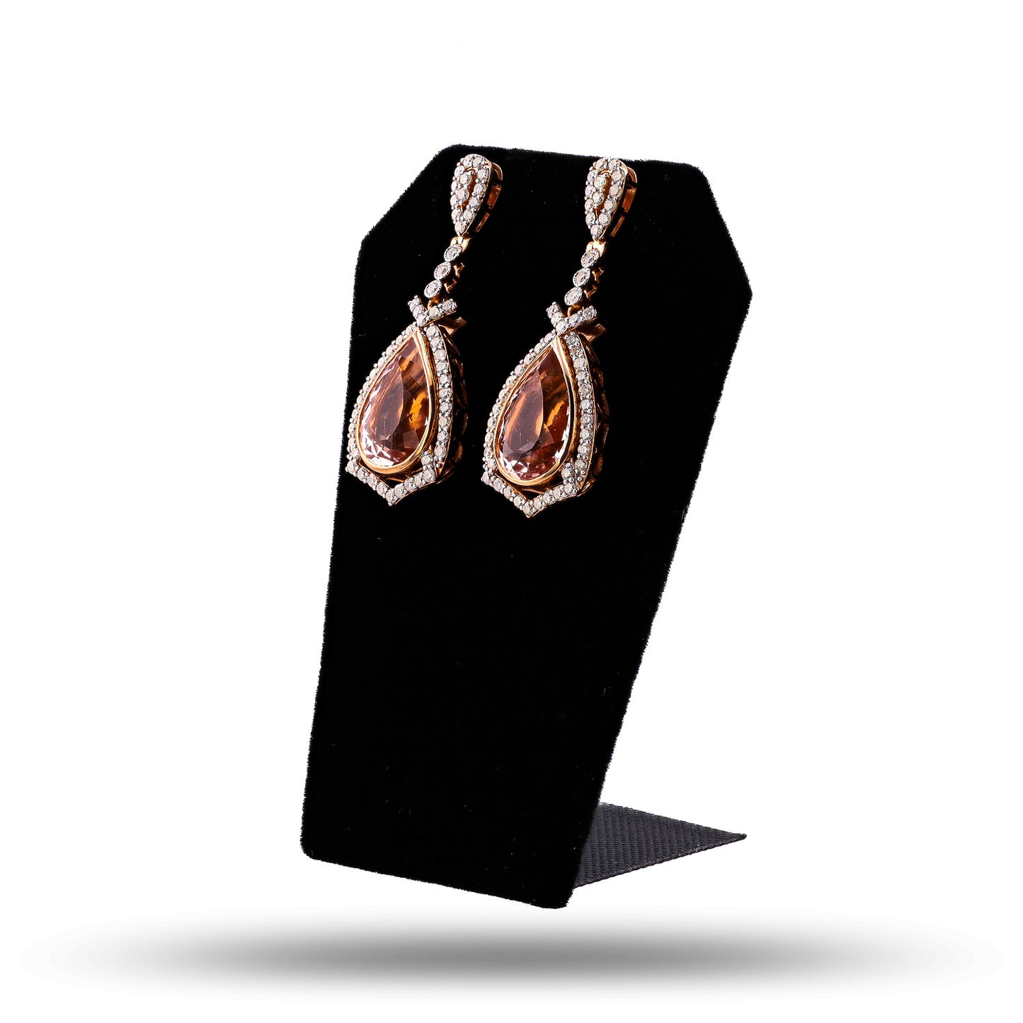 17.31ctw Morganite and 2.38ctw Diamond 14K Rose and White Gold Earrings