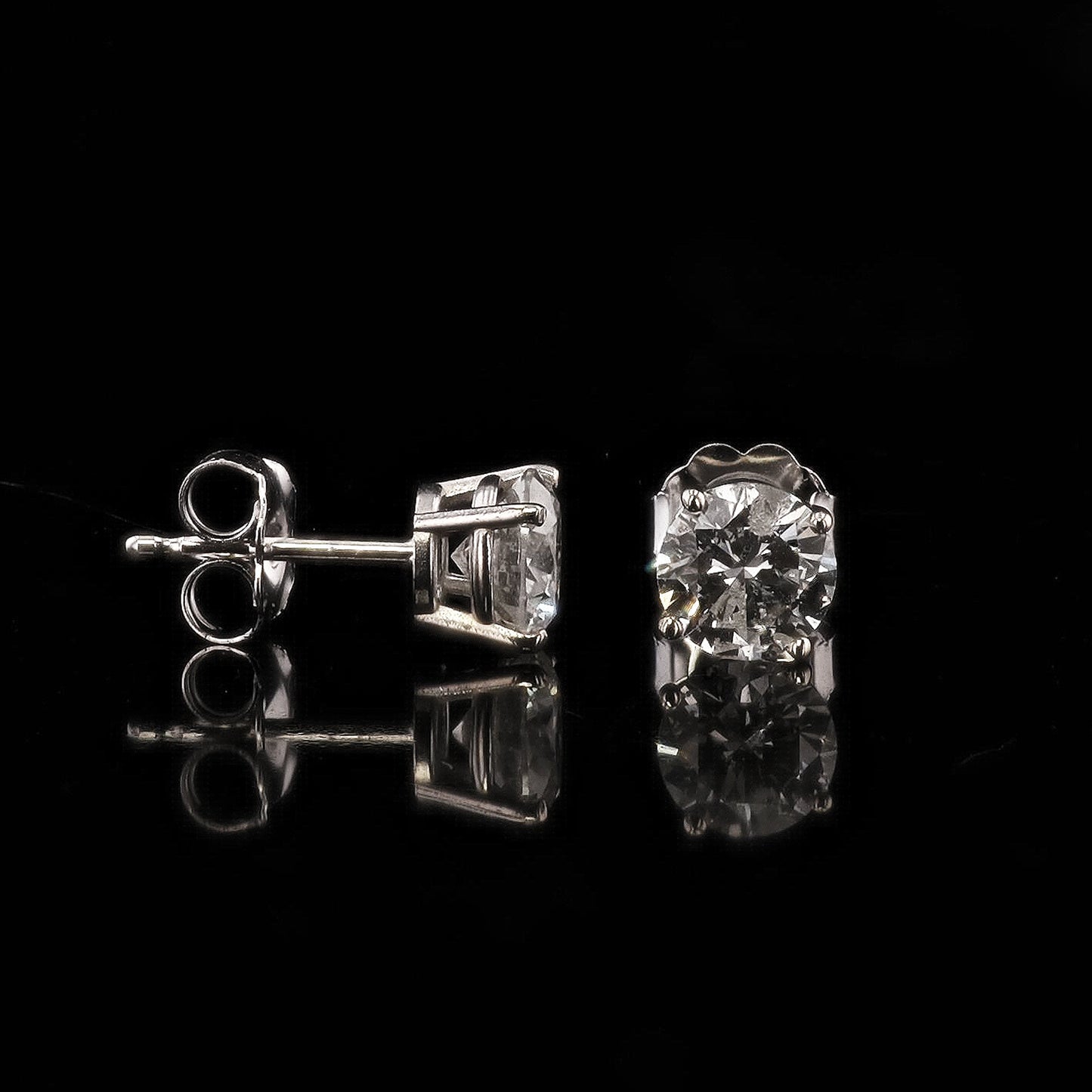 1.43ctw G to H COLOR SI3 to I1 CLARITY Diamond 14K White Gold Stud Earrings