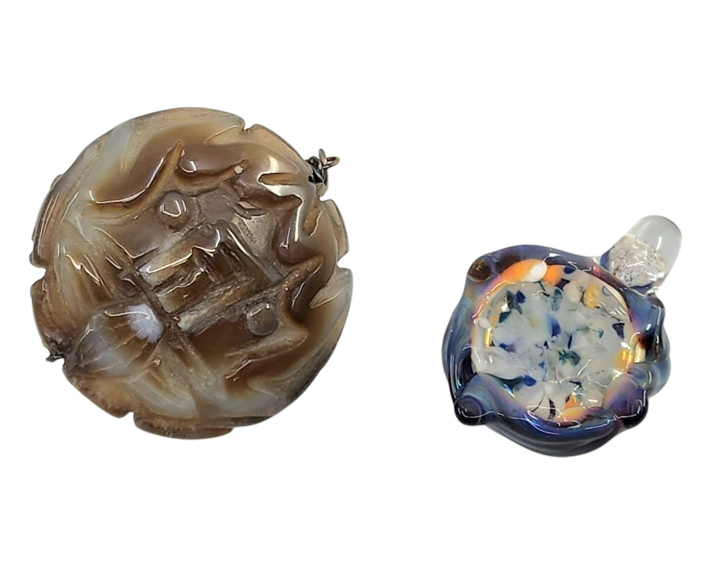 Murano Glass Pendant with a large Jade pendant