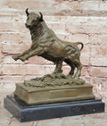 Charging Rearing Bull Bronze Sculpture on Marble Base Signed Milo