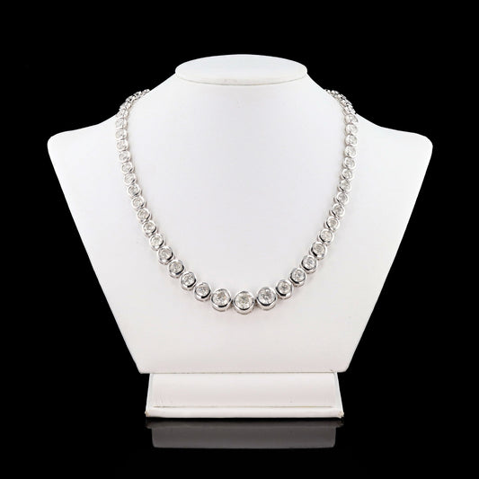 32.11ctw F to G COLOR I1 to I2 CLARITY Diamond Platinum Tennis Necklace