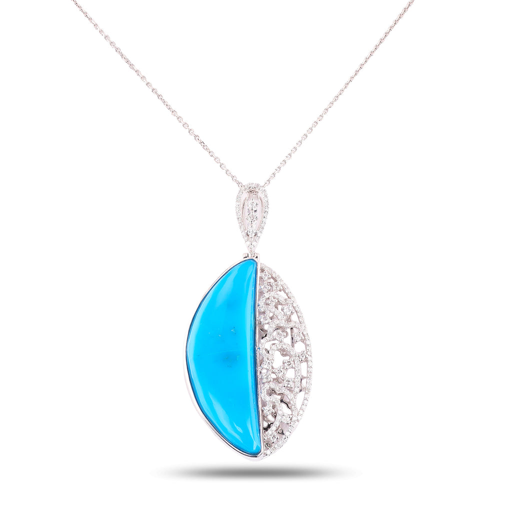 17.70ct Turquoise and 0.61ctw Diamond Platinum Pendant