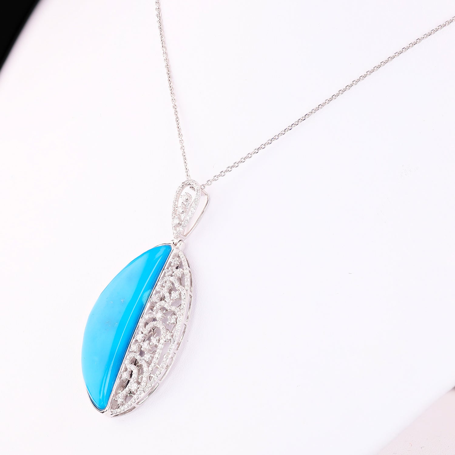 17.70ct Turquoise and 0.61ctw Diamond Platinum Pendant