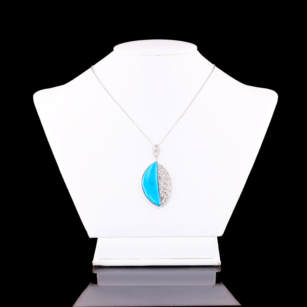 17.70ct Turquoise and 0.61ctw Diamond Platinum Pendant