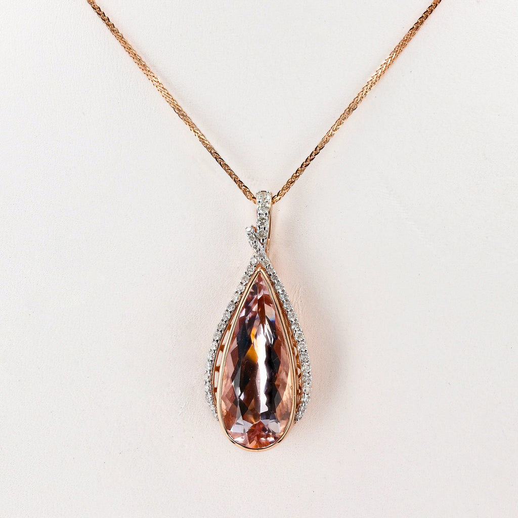8.24ct Morganite and 0.45ctw Diamond 14K Rose and White Gold Pendant