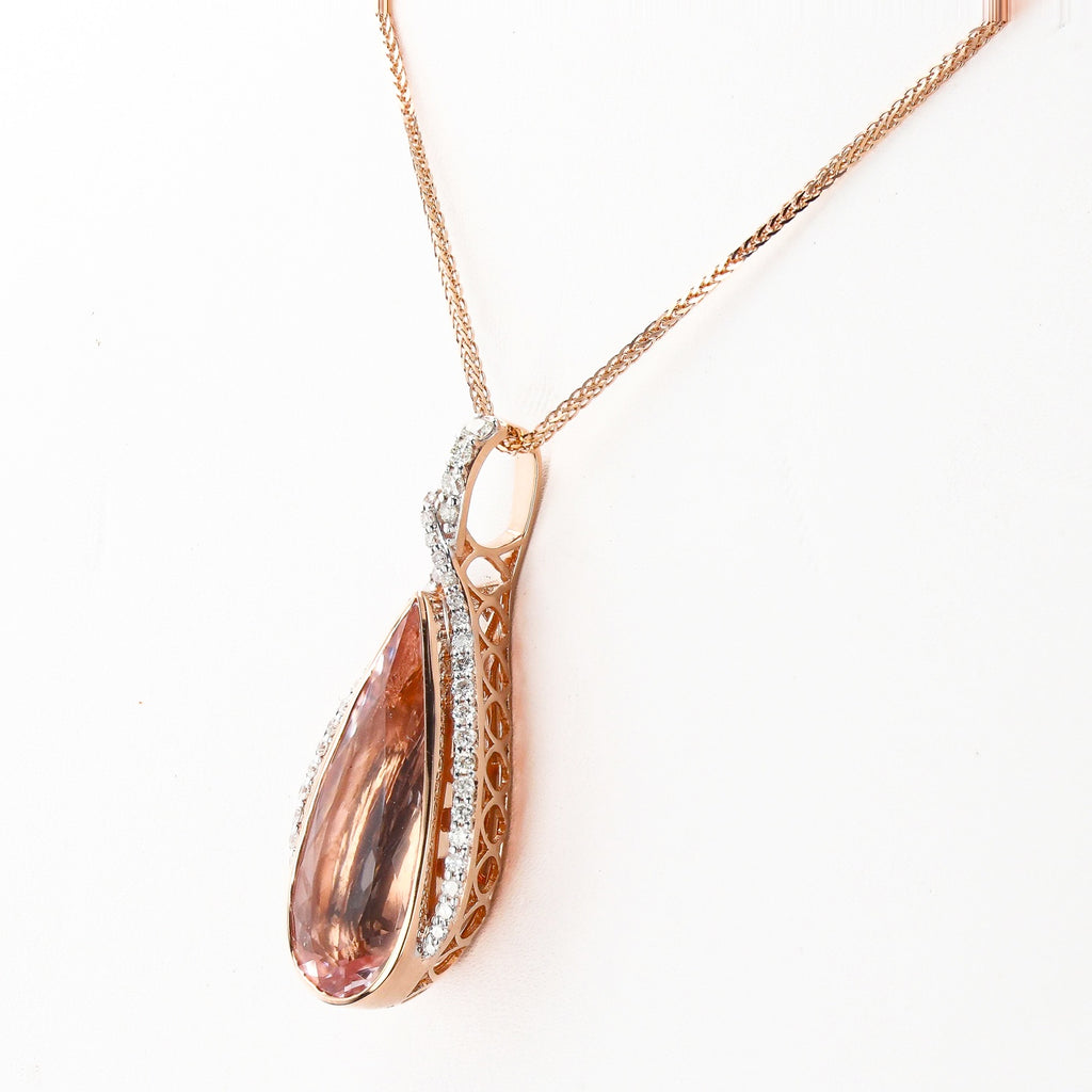 8.24ct Morganite and 0.45ctw Diamond 14K Rose and White Gold Pendant