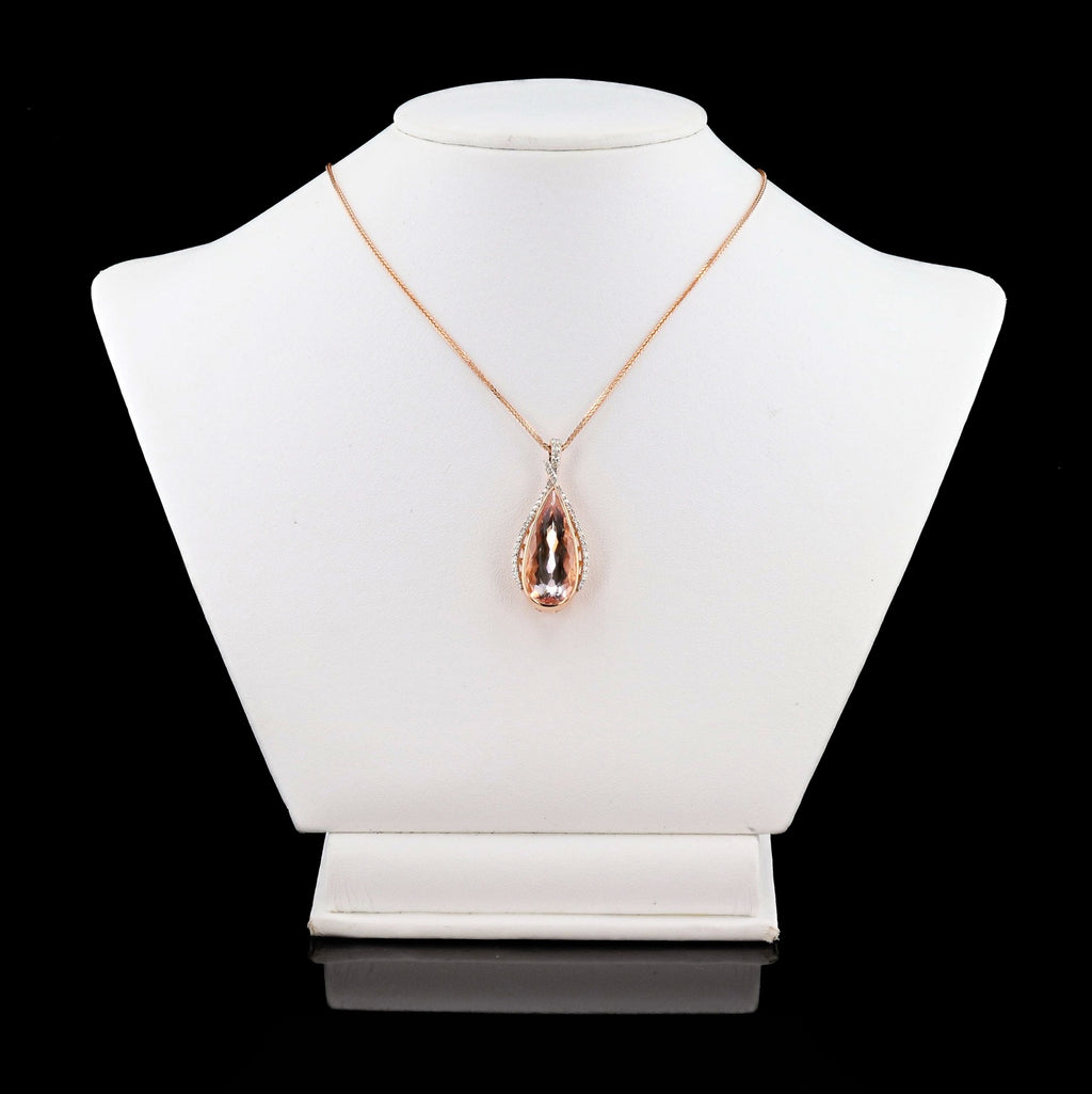 8.24ct Morganite and 0.45ctw Diamond 14K Rose and White Gold Pendant