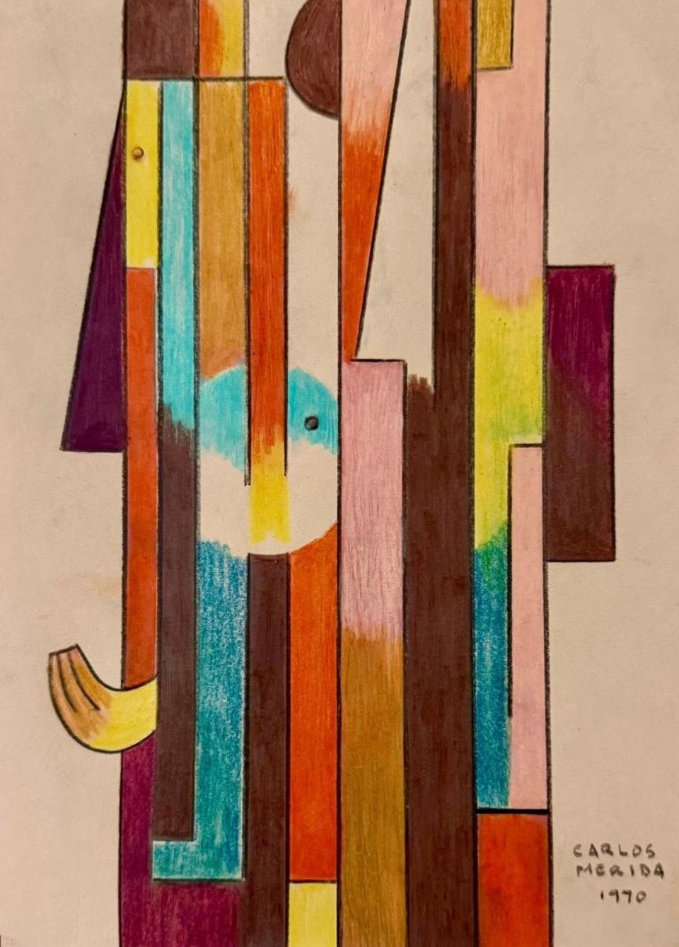 Carlos Merida mixed media on board