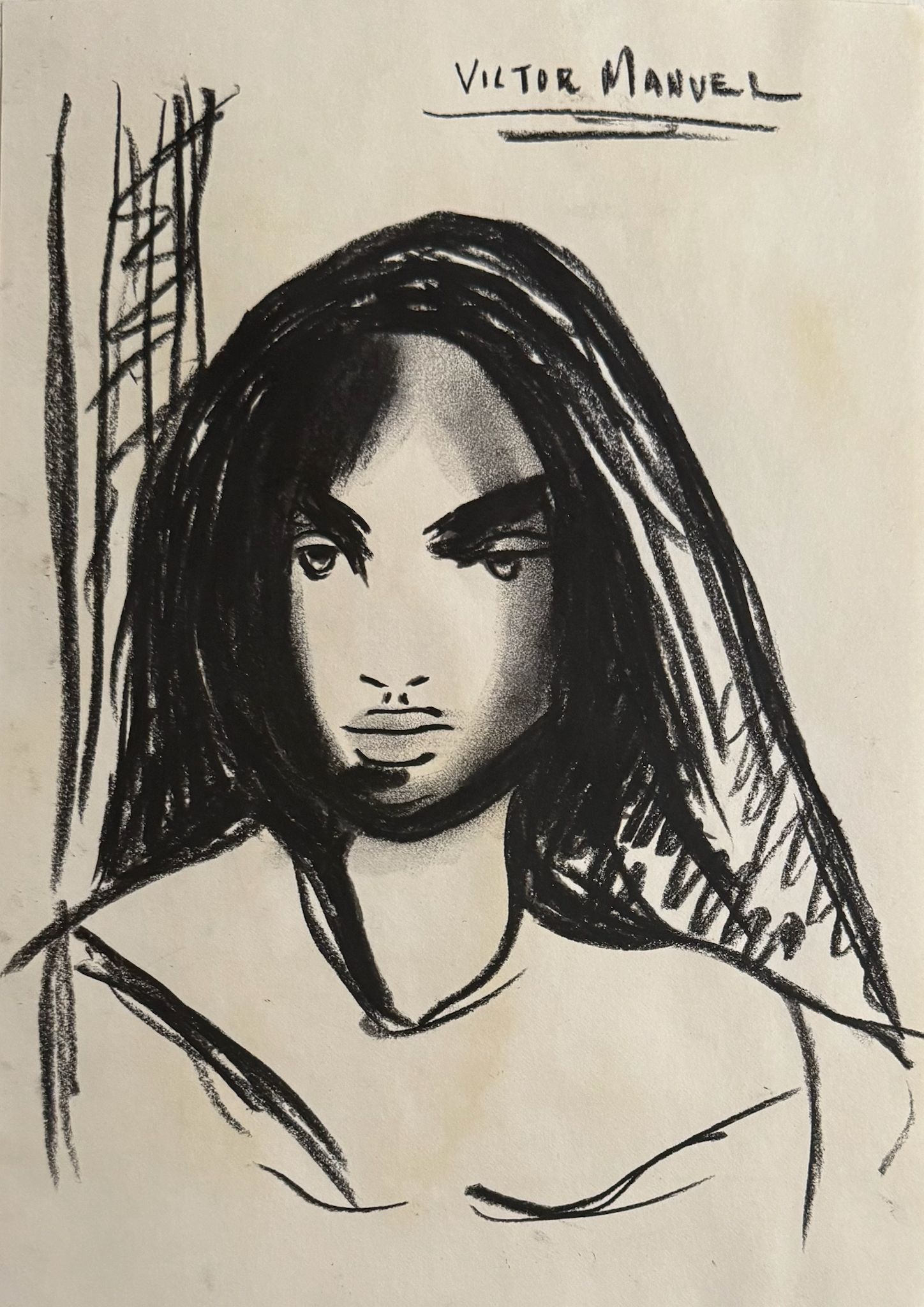 Victor Manuel "Girl" carbon on paper