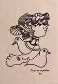 Rene Portocarrero "Flora" ink on paper