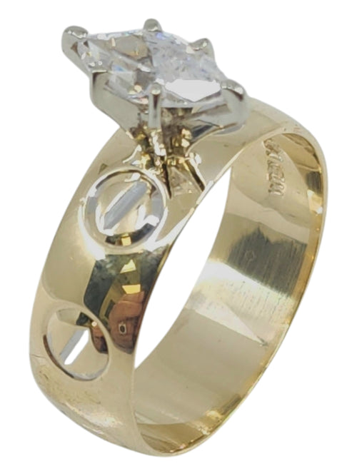 14K YELLOW GOLD SCREW DESIGN RING