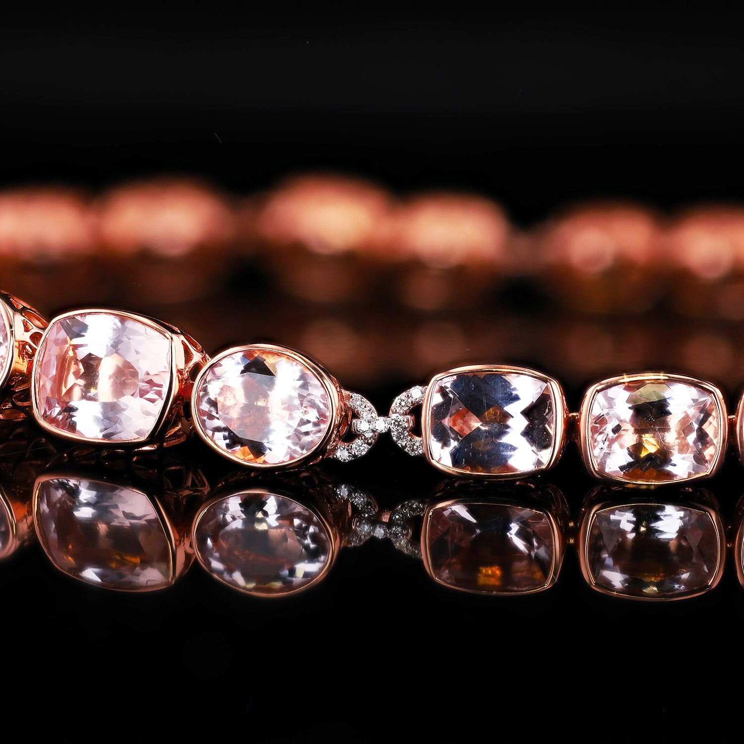 34.58ctw Morganite and 0.70ctw Diamond 14K Rose Gold Necklace