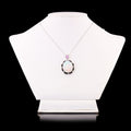 15.22ct Opal, 0.45ct Pink Sapphire and 0.31ctw Diamond Platinum Pendant with Black Enamel