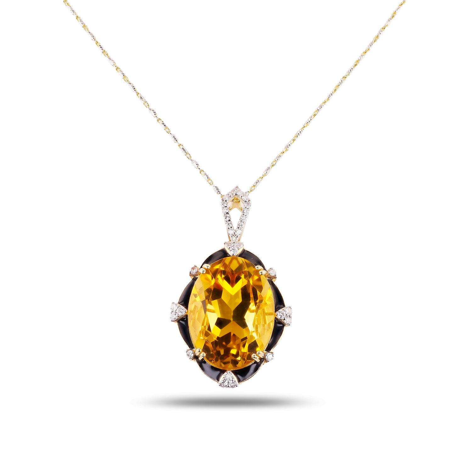 18.93ct Citrine and 0.33ctw Diamond 14K Yellow Gold Pendant