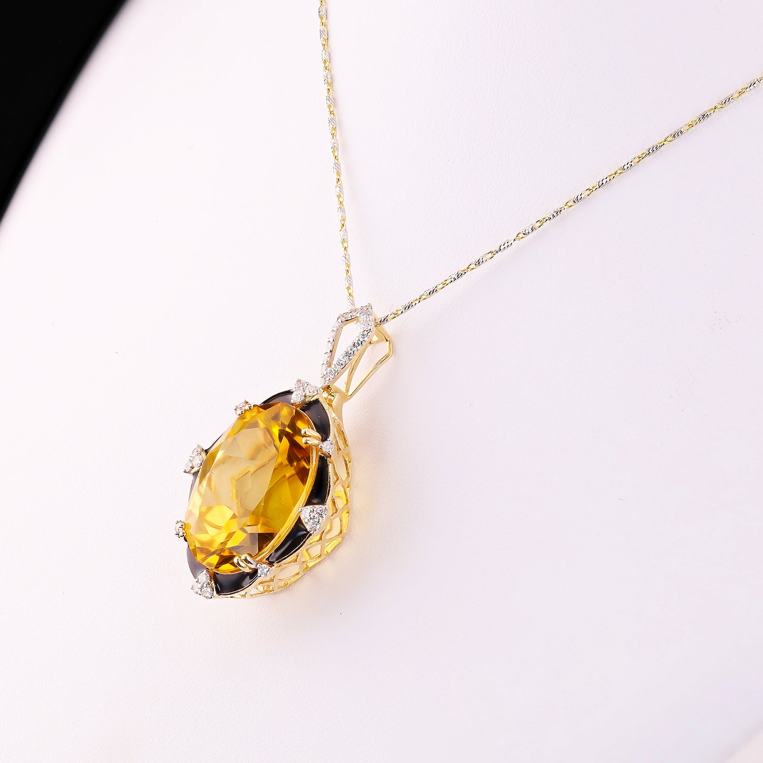 18.93ct Citrine and 0.33ctw Diamond 14K Yellow Gold Pendant
