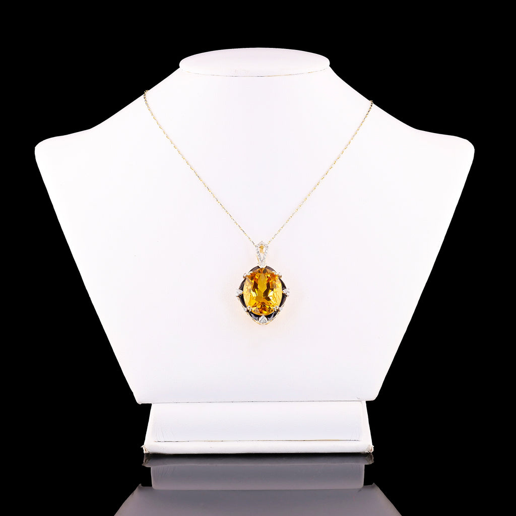 18.93ct Citrine and 0.33ctw Diamond 14K Yellow Gold Pendant
