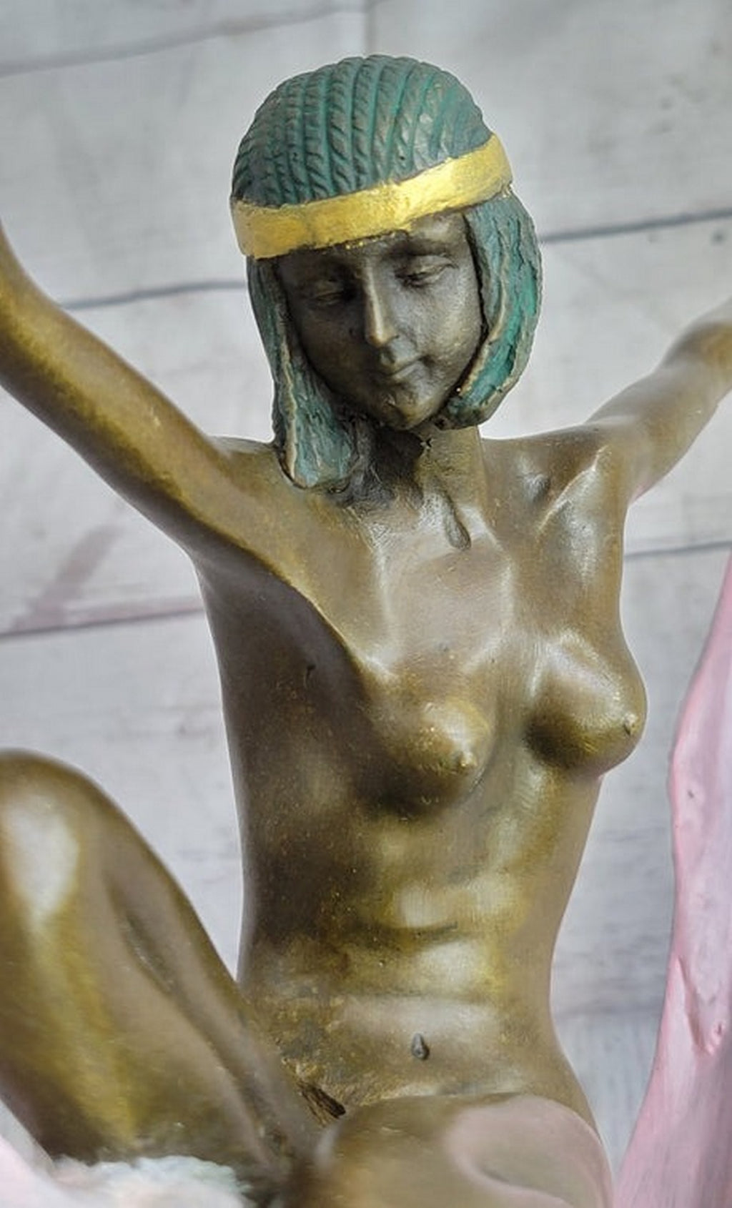 C.Mirval Nude Dancer Bronze Marble Figurine