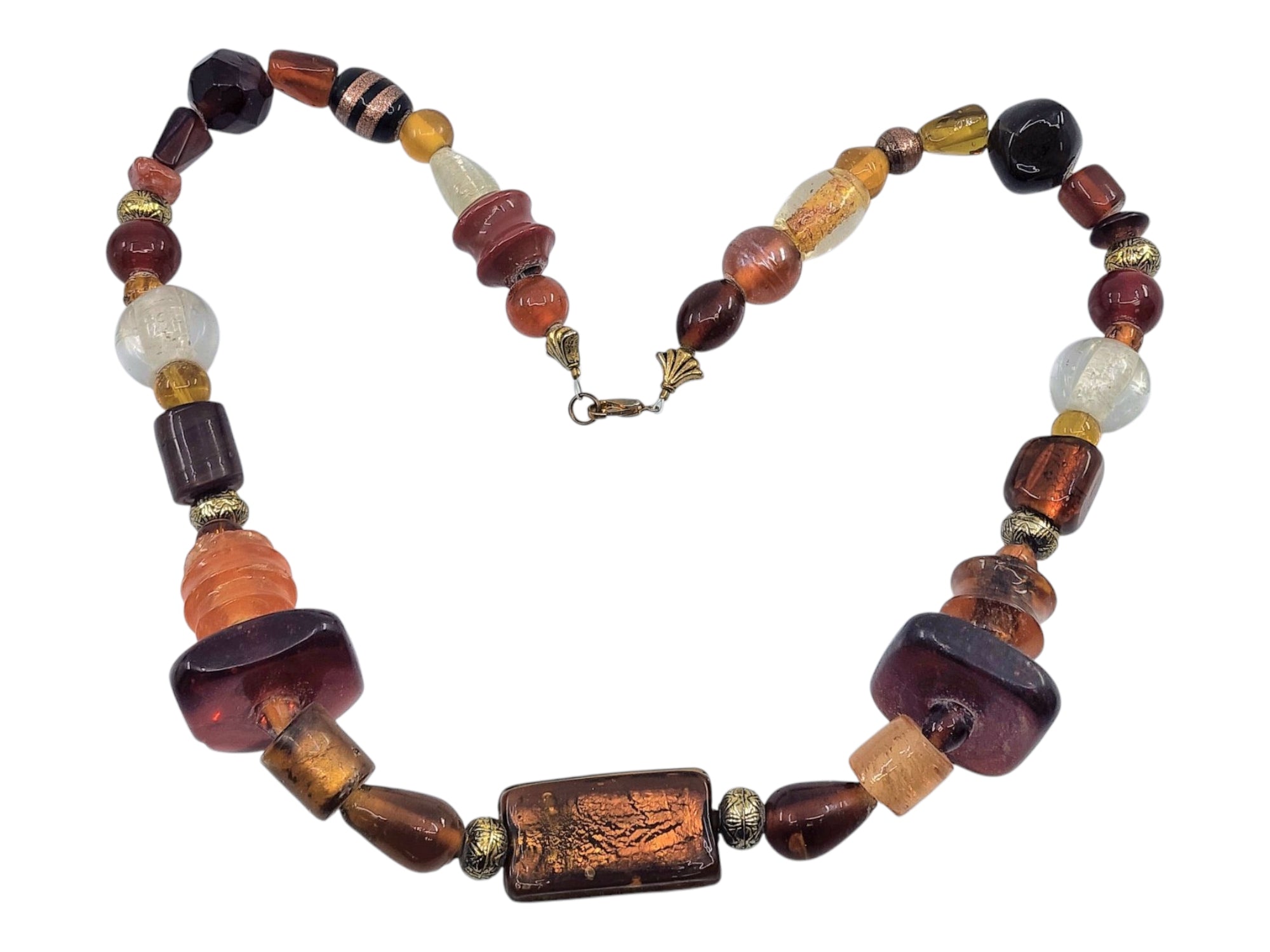 Antique Butterscotch Amber Swirl Bead Necklace