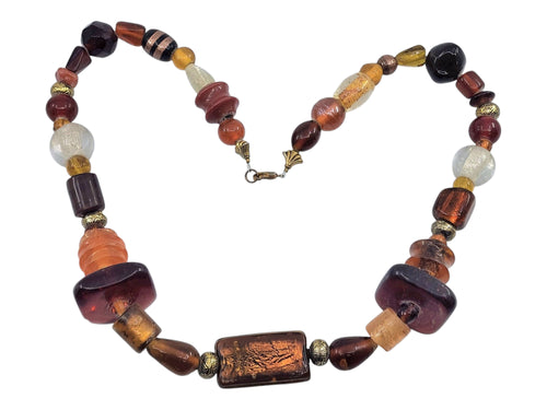Antique Butterscotch Amber Swirl Bead Necklace