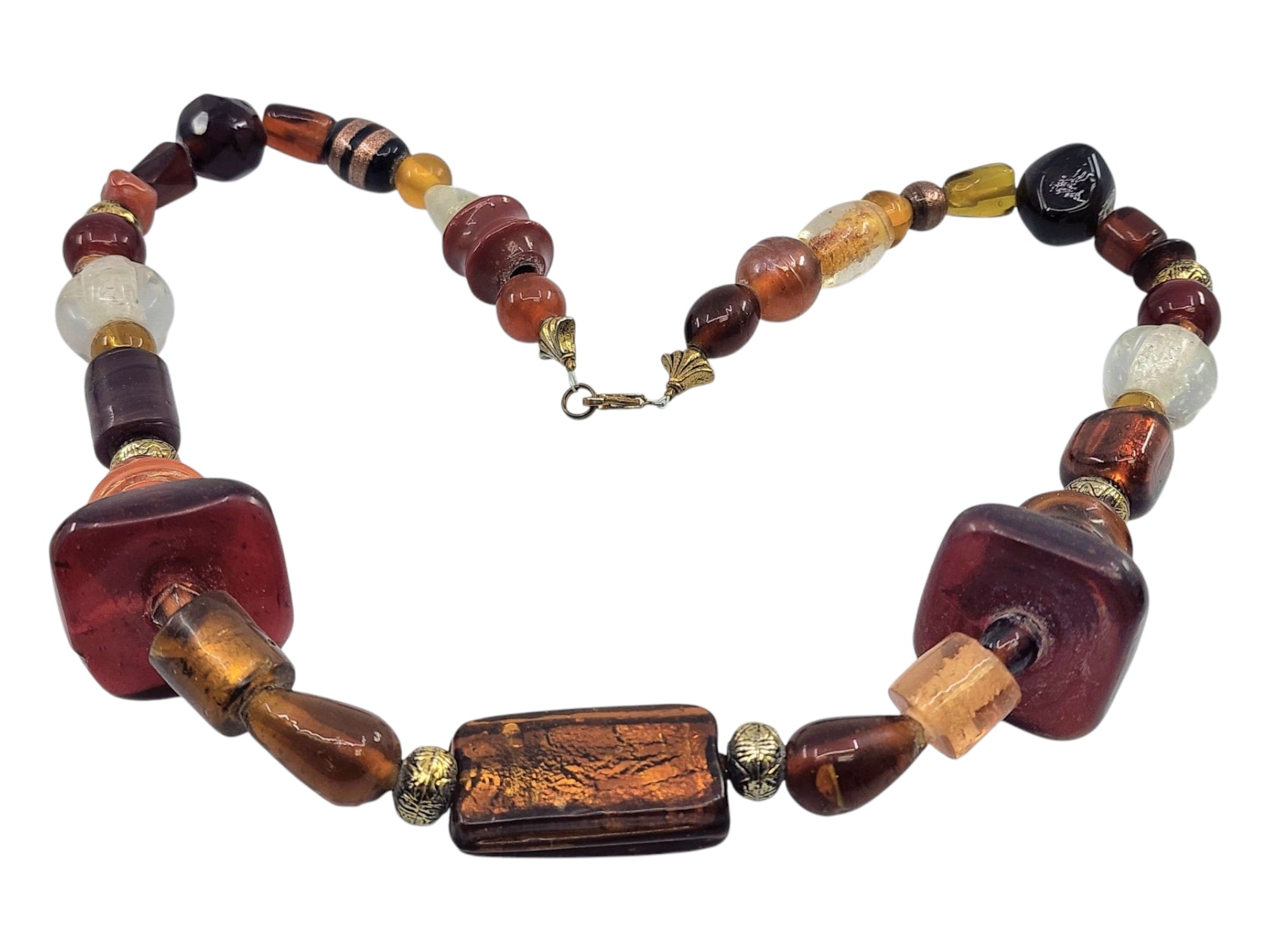 Antique Butterscotch Amber Swirl Bead Necklace