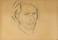 Servando Cabrera " Title: Sketch of a dear friend…Crayon on cardboard 1962"