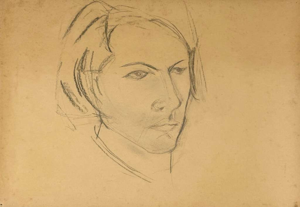 Servando Cabrera " Title: Sketch of a dear friend…Crayon on cardboard 1962"