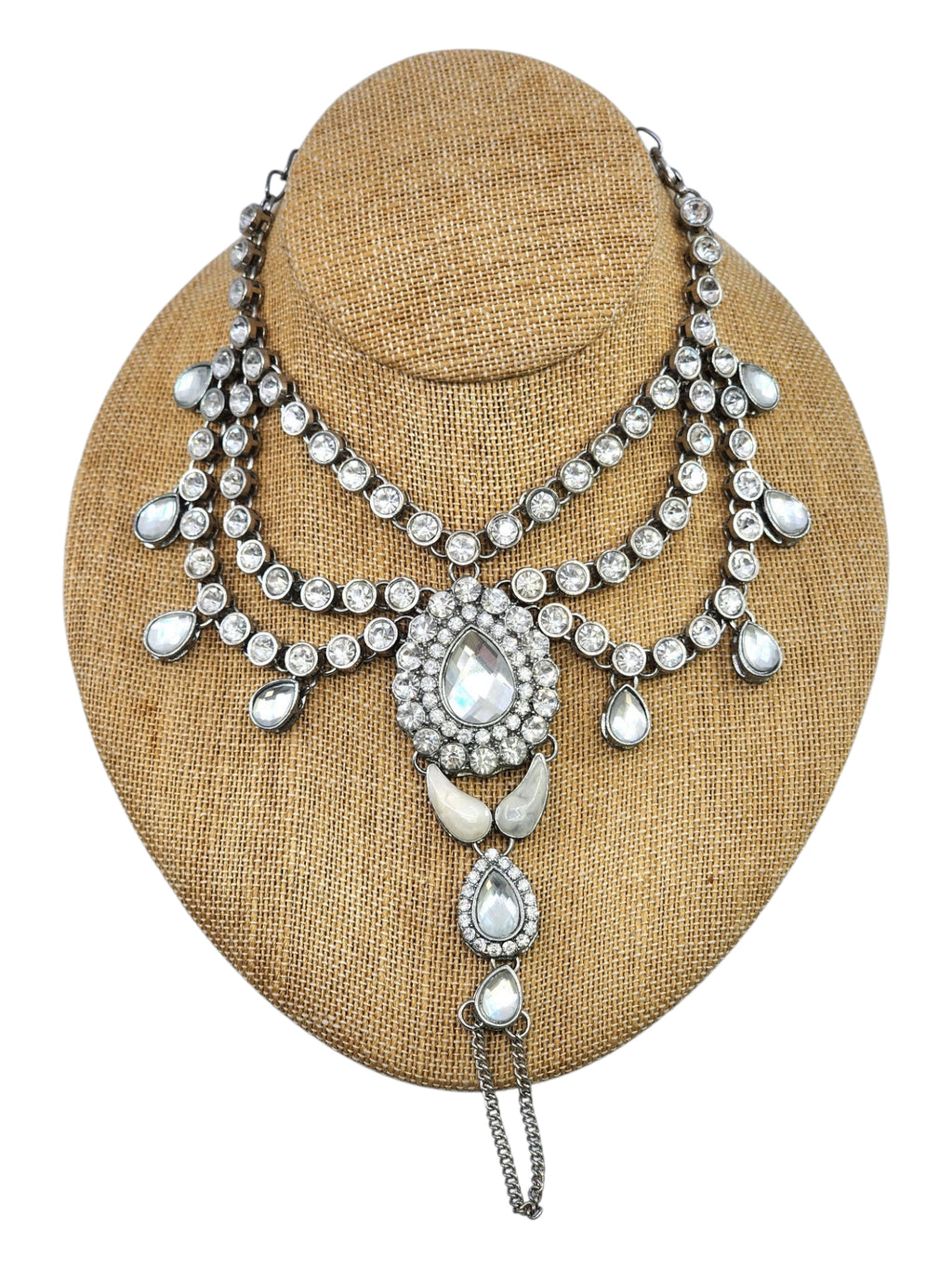 Vintage Faceted Crystal Rhinestone Encrusted Vintage Bib "Royalty" Necklace