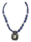 Antique sterling silver Lapis and Pearl necklace