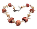 Antique sterling silver MOP and natural pink Coral necklace