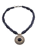 Vintage sterling silver black onyx necklace