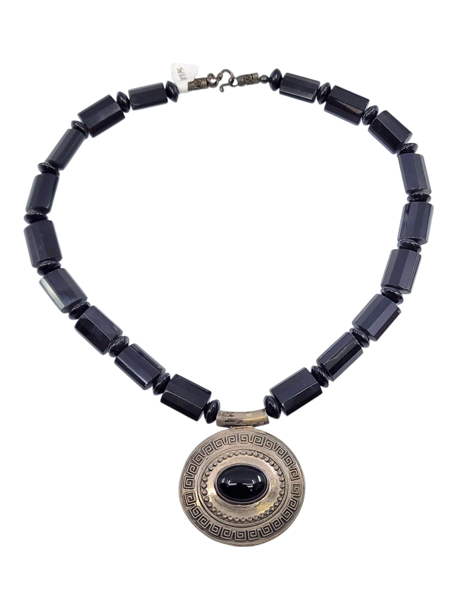 Vintage sterling silver black onyx necklace