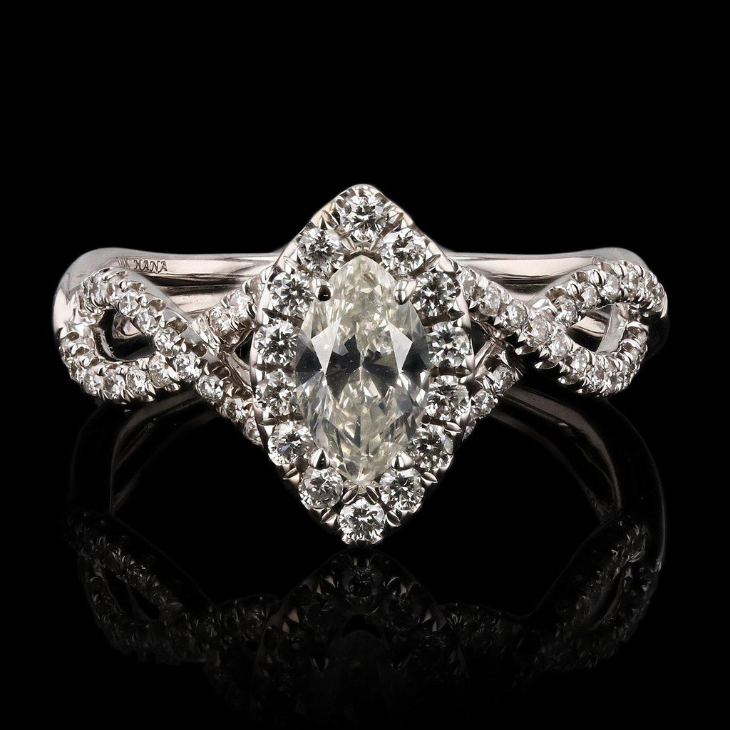 0.53ct CENTER SI2 CLARITY Diamond 18K White Gold Ring (0.94ctw Diamonds)