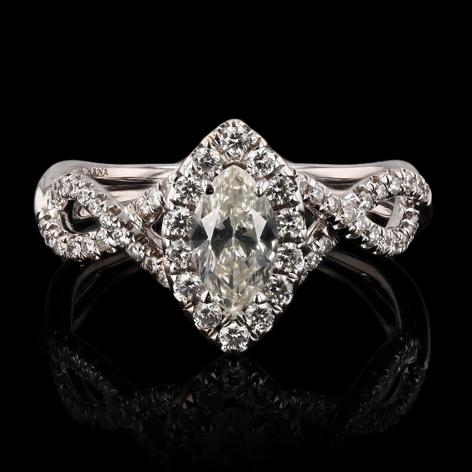 0.53ct CENTER SI2 CLARITY Diamond 18K White Gold Ring (0.94ctw Diamonds)