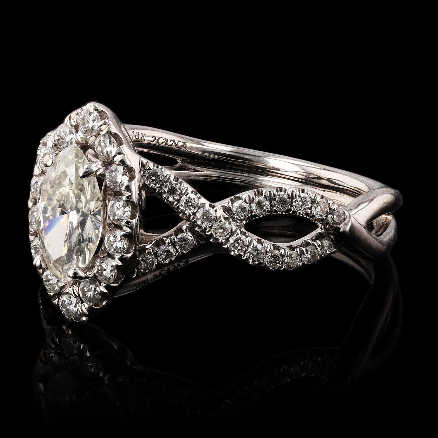 0.53ct CENTER SI2 CLARITY Diamond 18K White Gold Ring (0.94ctw Diamonds)