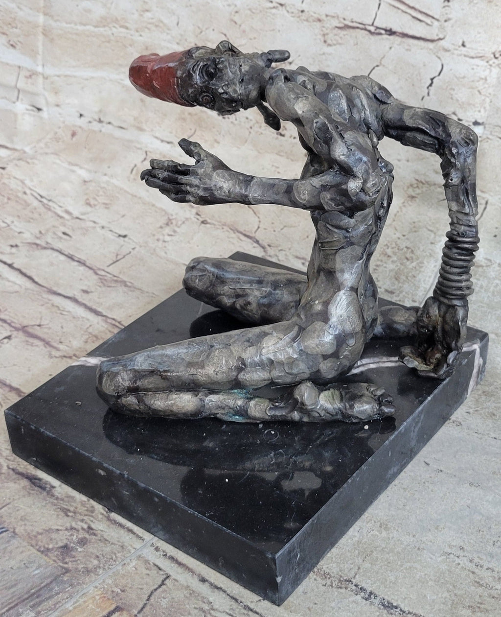 Grotesque Evil Monster Zombie Nude Figure Bronze Sculpture Statue