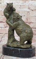 Playful Bear and Cub Bronze Figurine