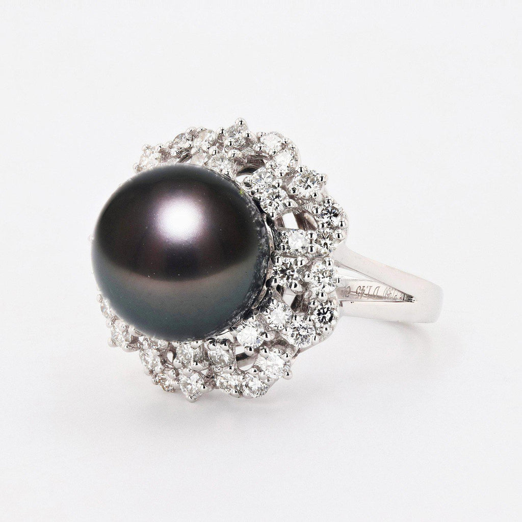 12.20mm South Sea Pearl and 1.45ctw Diamond Platinum Ring