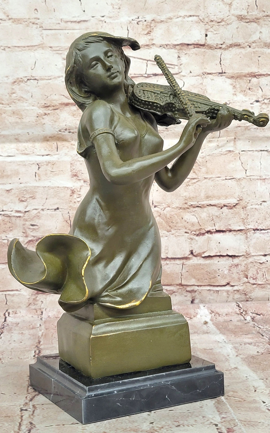 Female Violinist Bronze Sculpture - Classical Music Performer Art