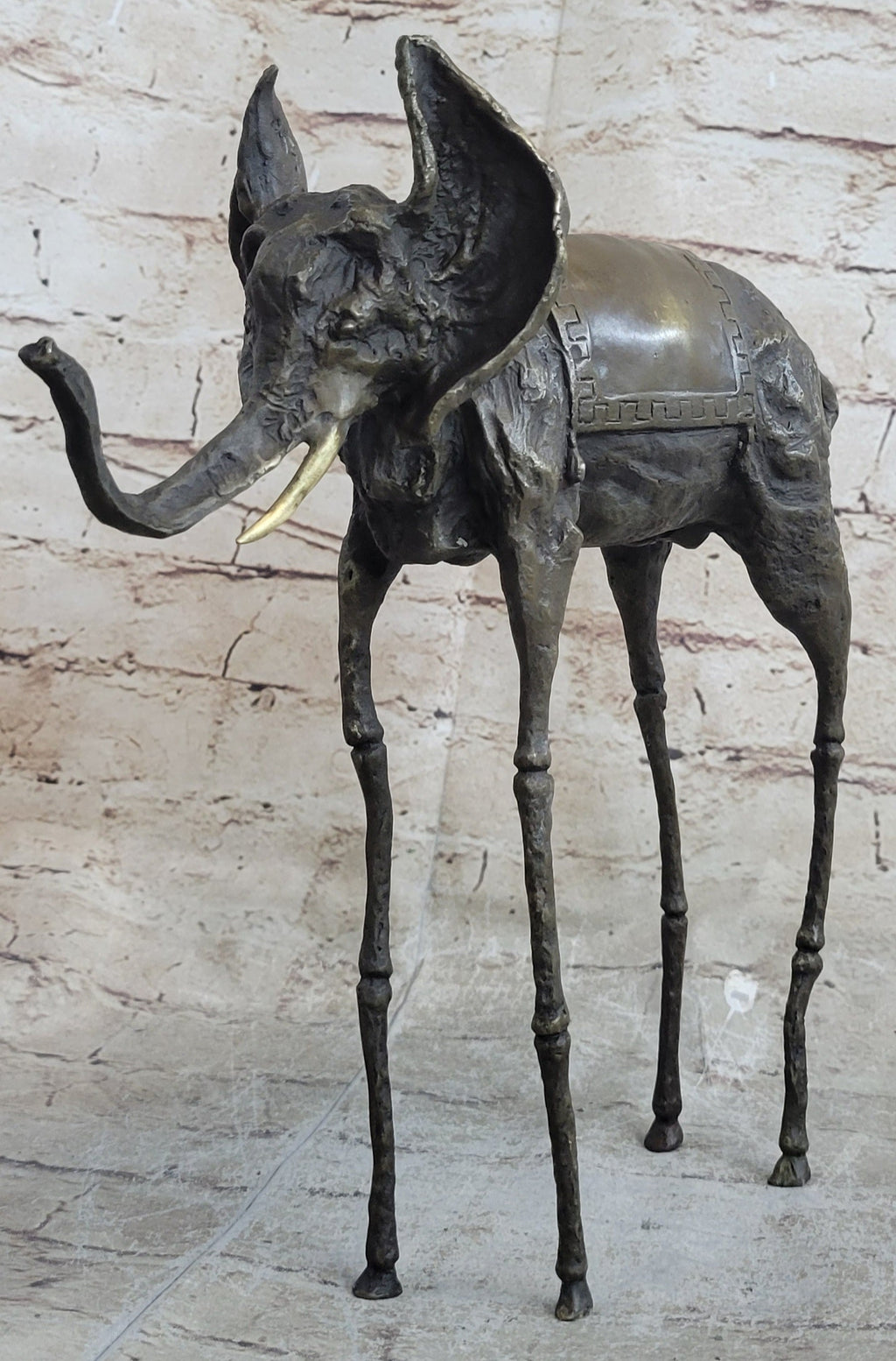 Salvador Dali Surrealist Elephant with Long Legs Bronze Metal Sculpture