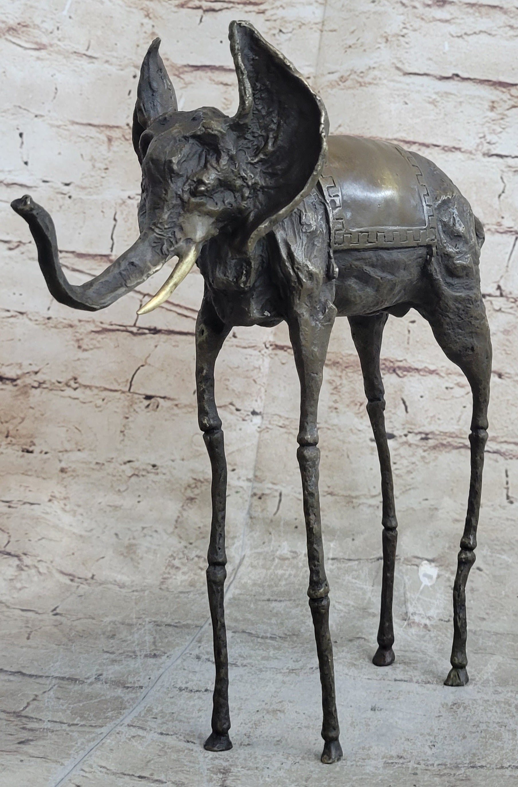 Salvador Dali Surrealist Elephant with Long Legs Bronze Metal Sculpture