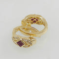 Vintage 18k yellow gold Ruby diamond earrings