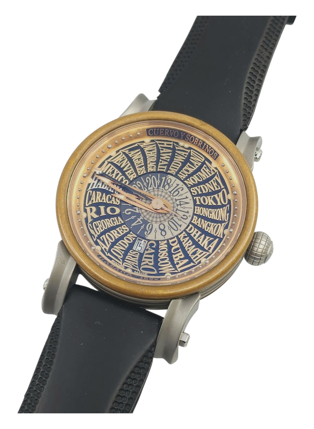 Cuervo Y Sobrinos Torpedo Pirata - Horas del Mundo - World time Watch
