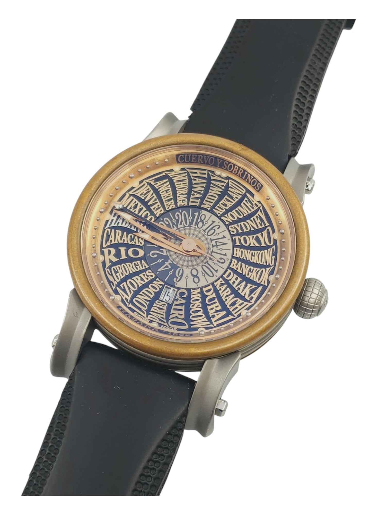 Cuervo Y Sobrinos Torpedo Pirata - Horas del Mundo - World time Watch