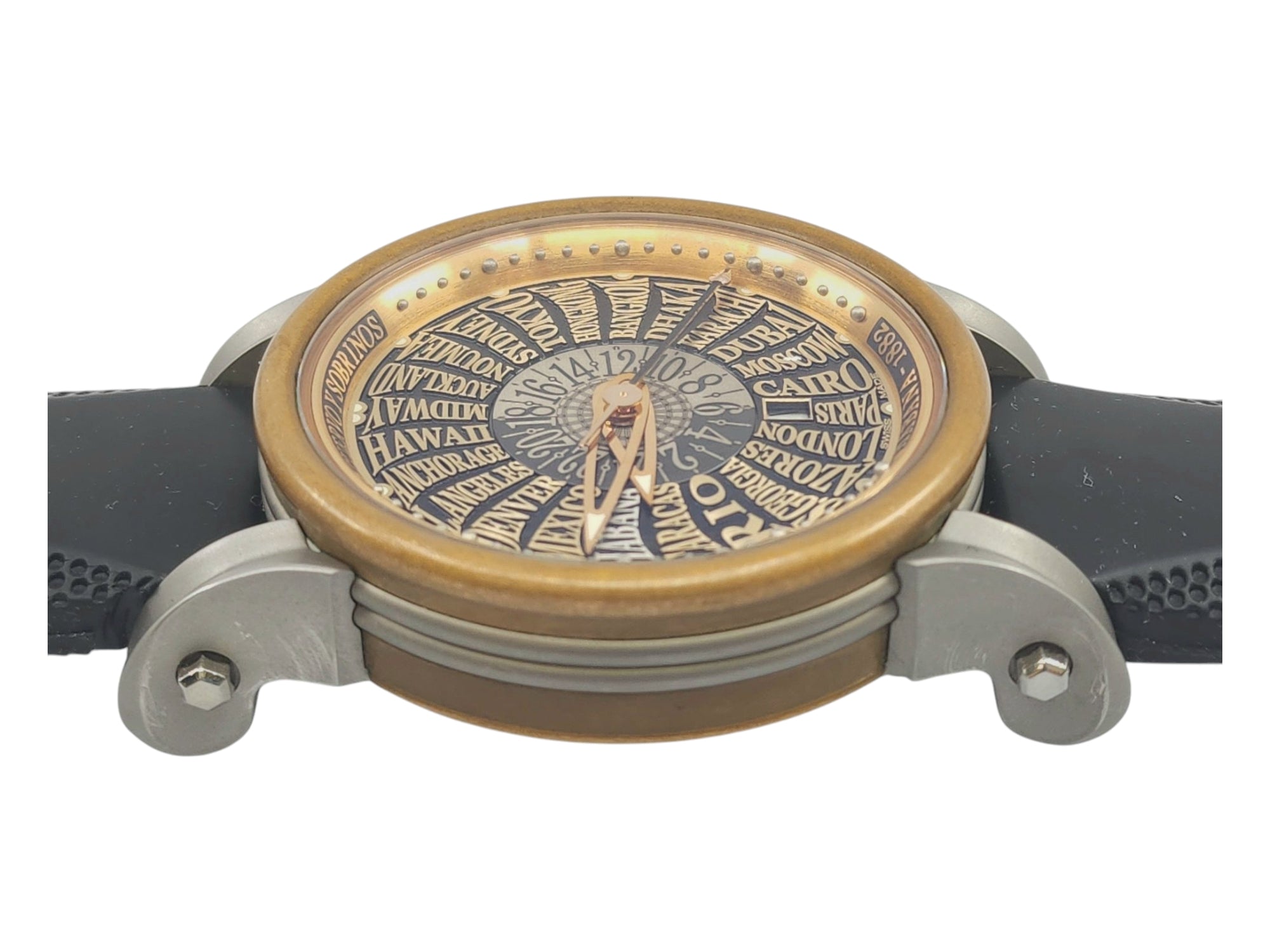 Cuervo Y Sobrinos Torpedo Pirata - Horas del Mundo - World time Watch