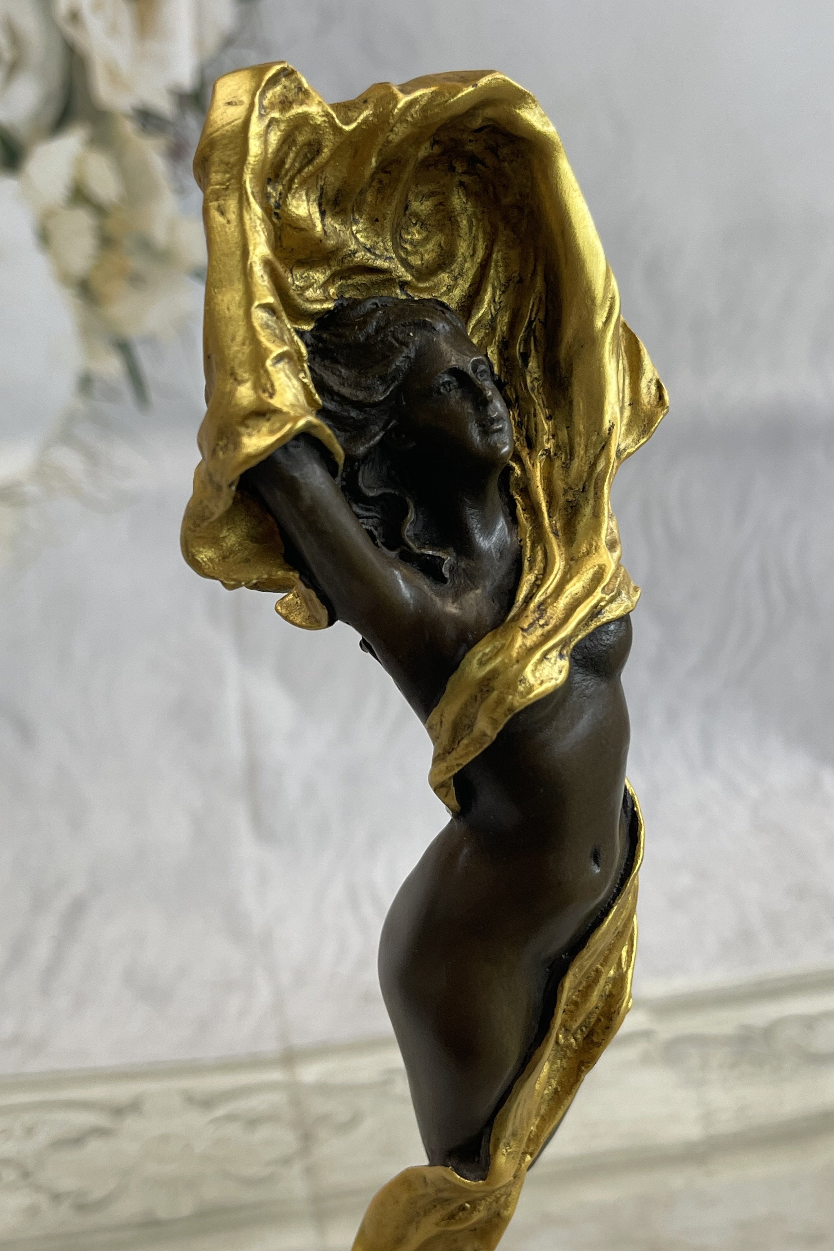 J.erte Nude Woman in Gold Bronze