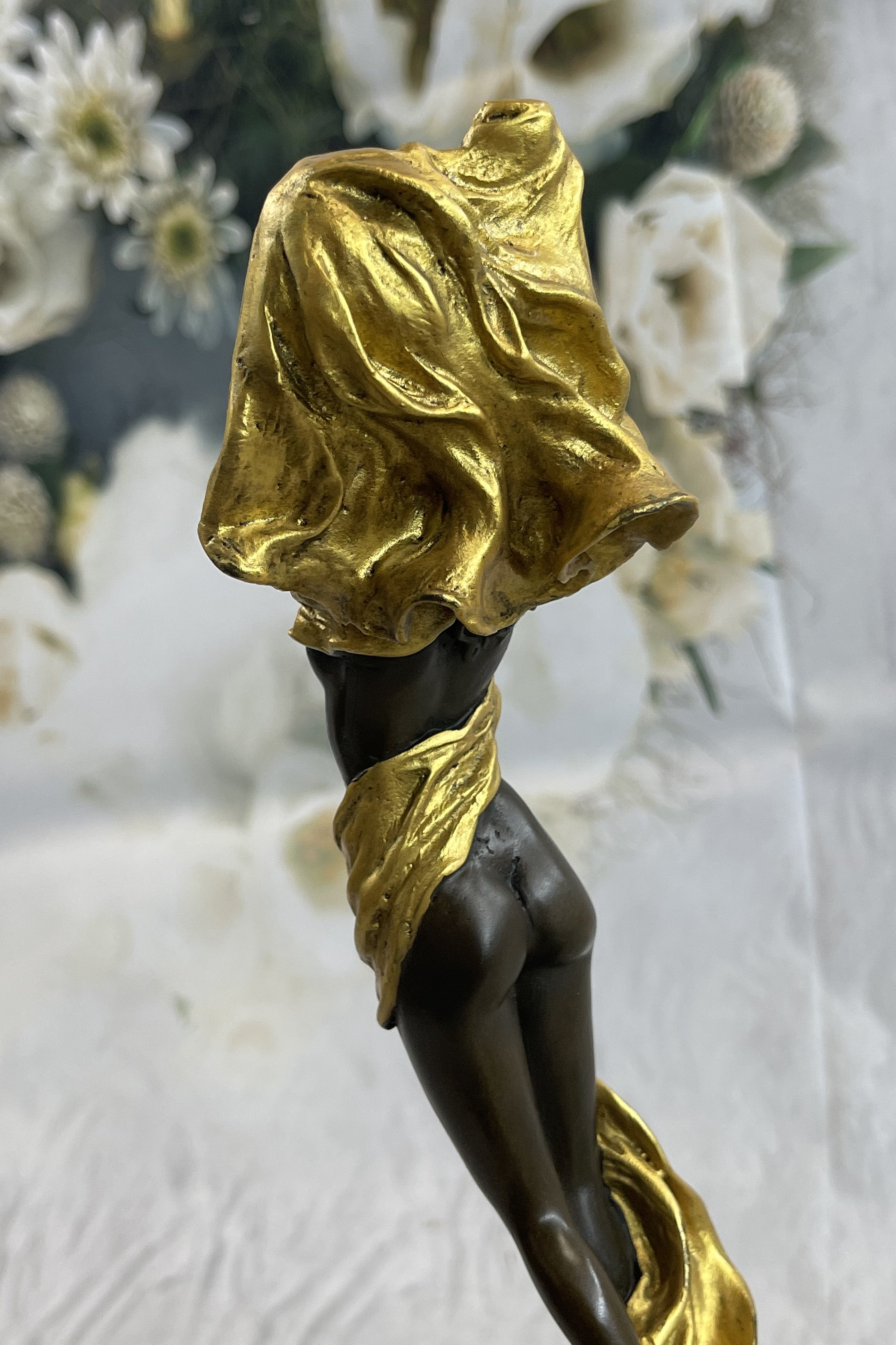 J.erte Nude Woman in Gold Bronze