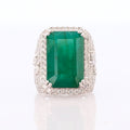 13.96ct F2 CLARITY ENHANCED Emerald and 1.76ctw Diamond Platinum Ring