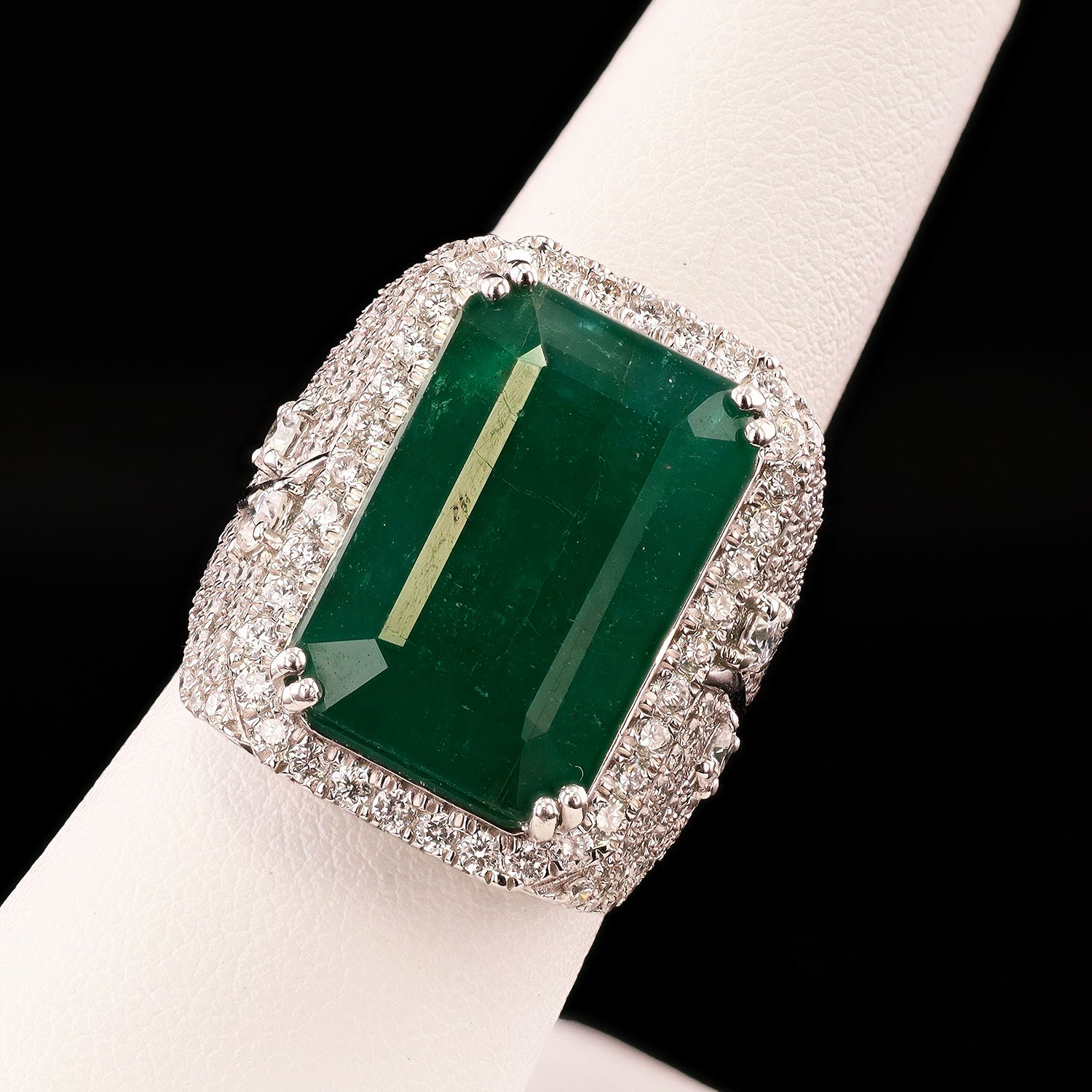 13.96ct F2 CLARITY ENHANCED Emerald and 1.76ctw Diamond Platinum Ring