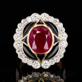 6.53ct Ruby and 1.68ctw Diamond 18K Yellow and White Gold Ring (GIA CERTIFIED)