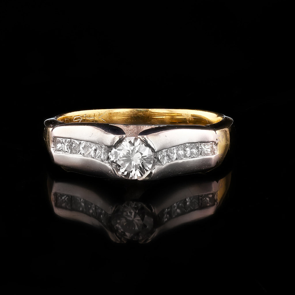 0.33ct H COLOR VS1 CLARITY CENTER Diamond 14K Yellow and White Gold Ring (0.47ctw Diamonds)